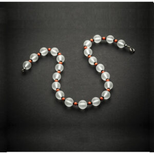 Collana Ascione in "Cristallo di rocca" con corallo e onice