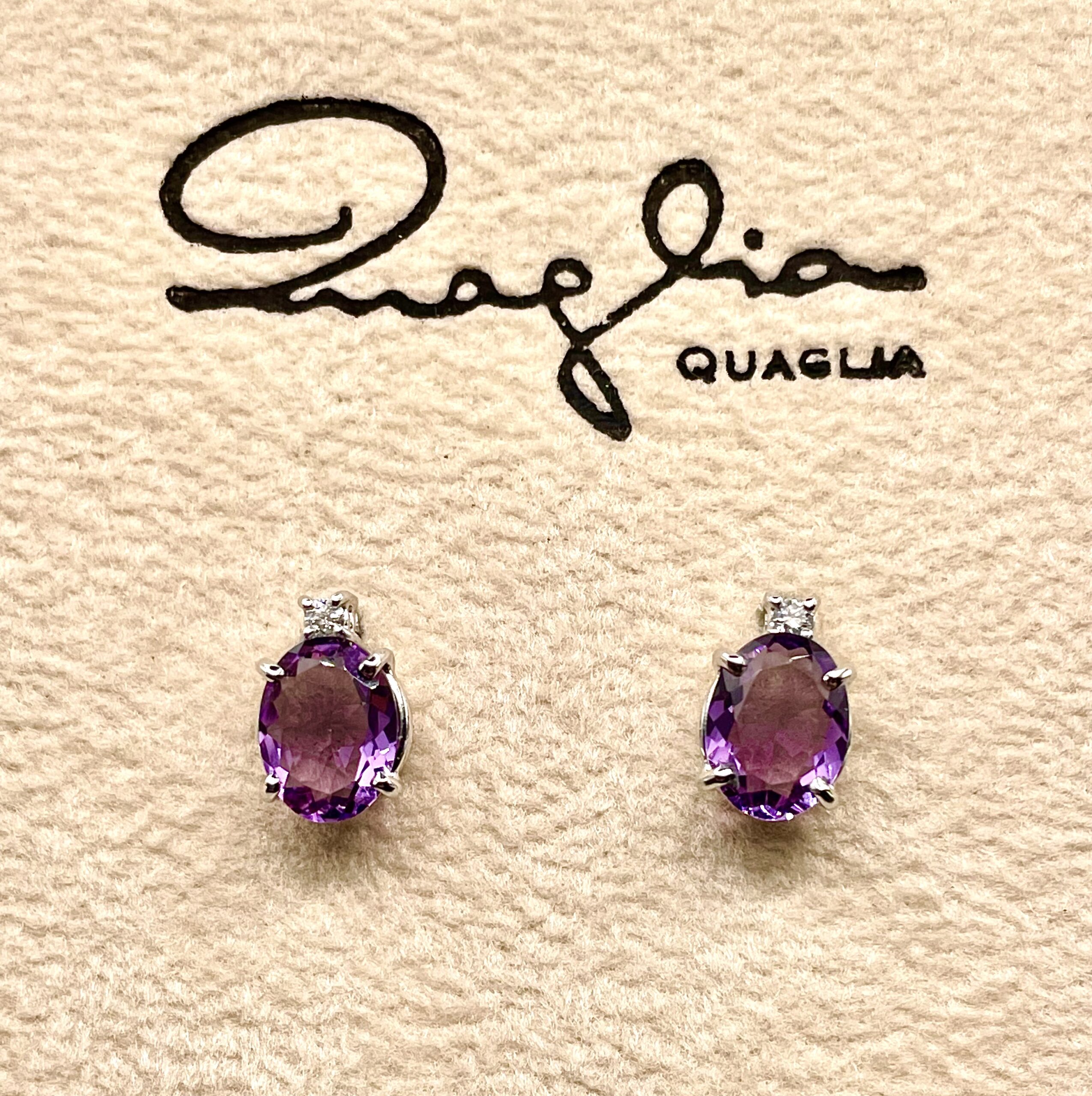 Orecchini Luigi Quaglia in oro bianco con ametiste e diamanti