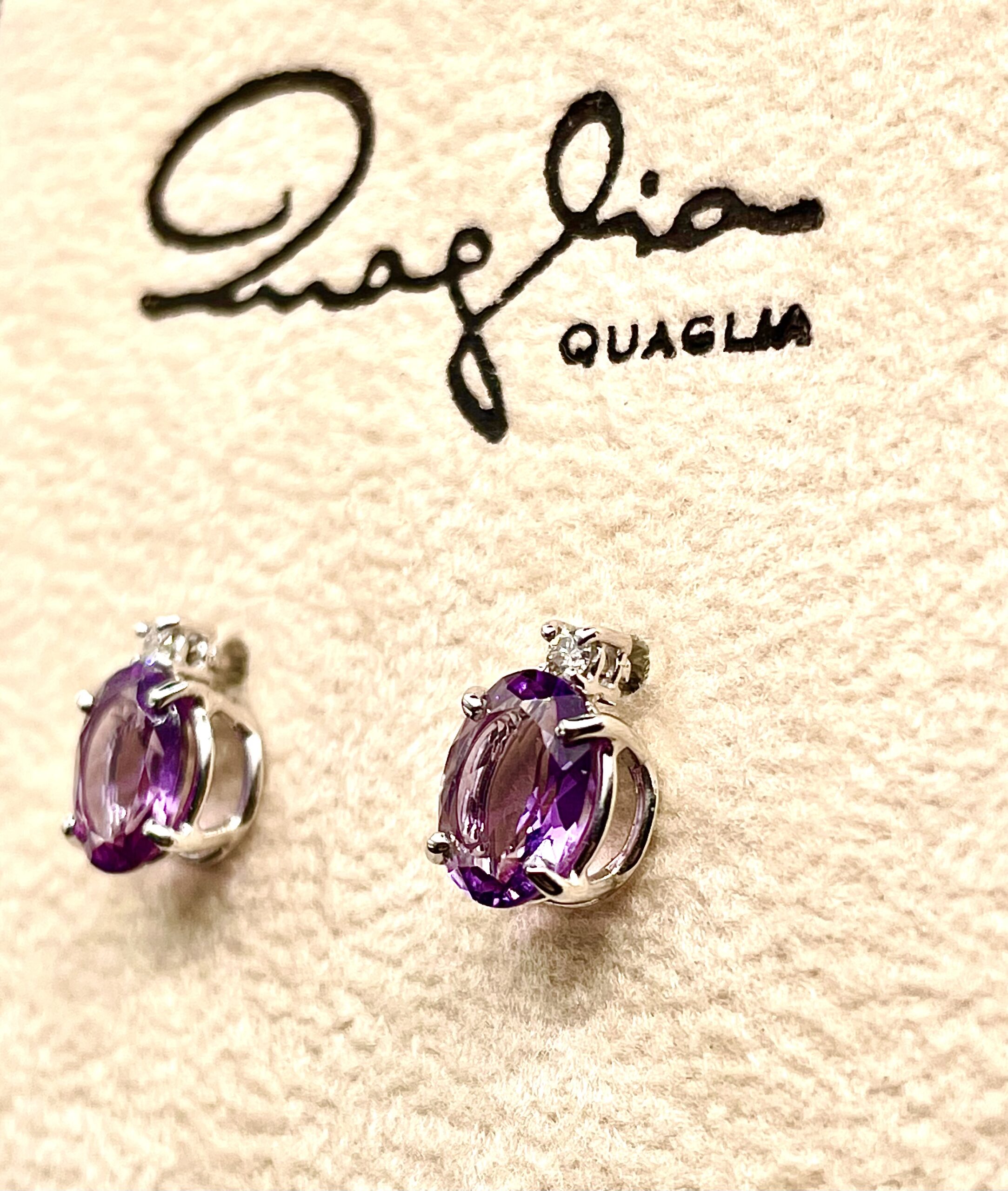 Orecchini Luigi Quaglia in oro bianco con ametiste e diamanti - immagine 2