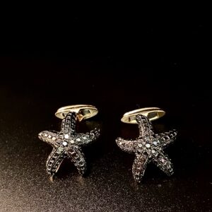 Gemelli in oro rosa con diamanti neri