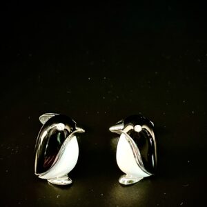 Gemelli in oro bianco in smalto e diamanti