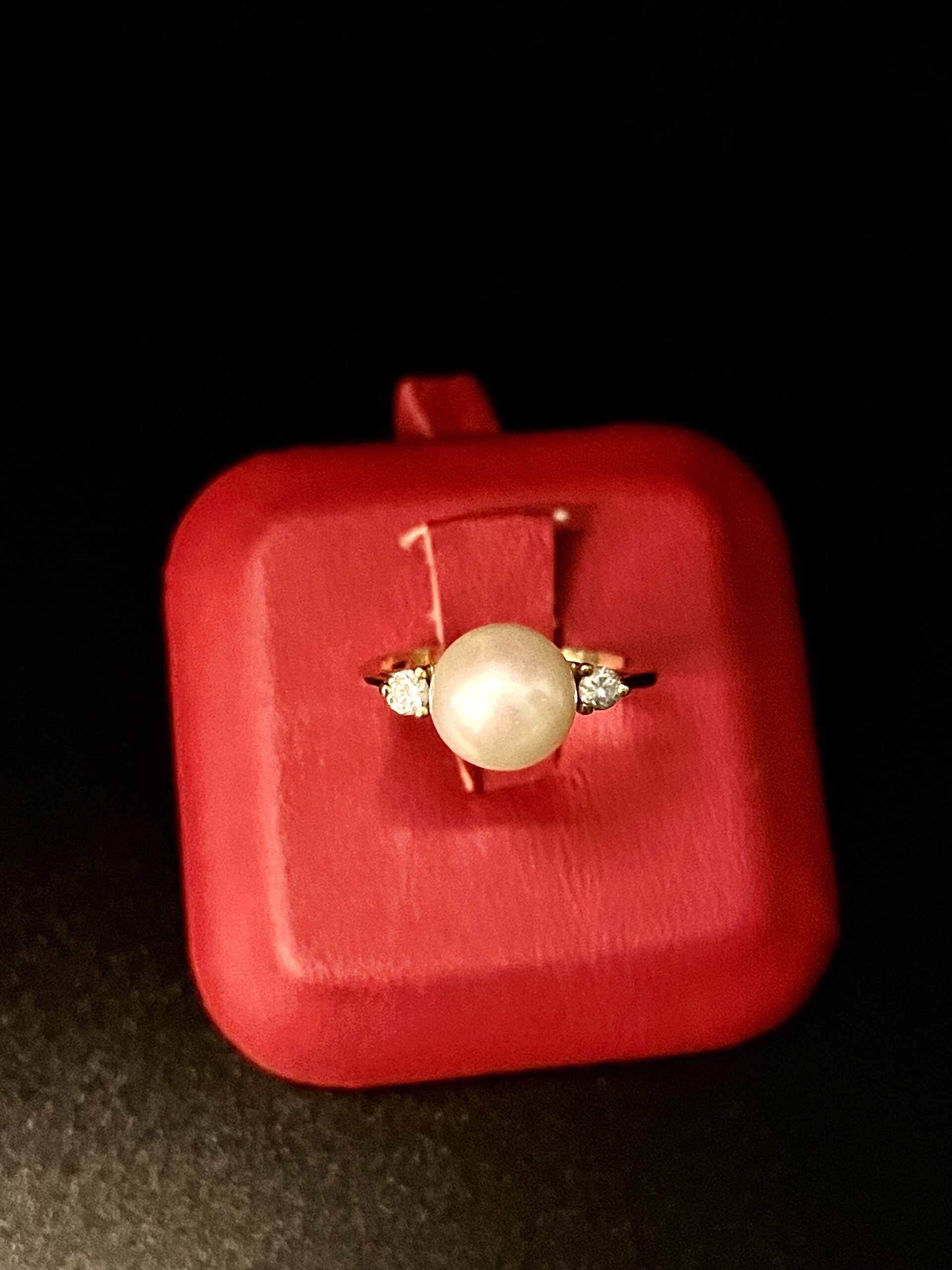 Anello in oro giallo con perla - immagine 4