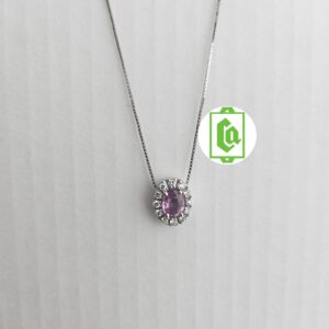Girocollo con zaffiro rosa e diamanti